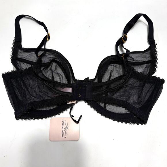 AGENT PROVOCATEUR NWT Cruz Mesh Plunge Underwired Bra in Black Size 34E - Picture 5 of 12